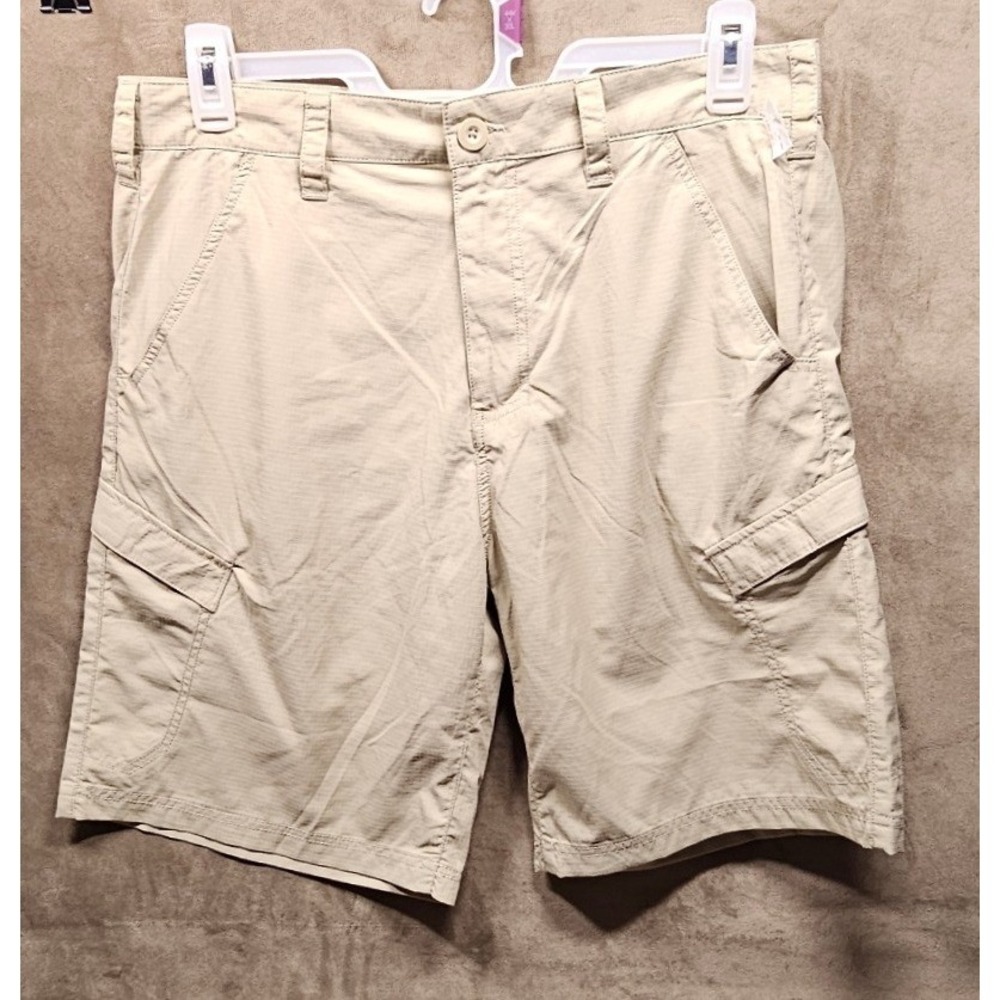 NWOT Mossy Oak Men Tan Ripstop Nylon Cargo Shorts Size 34 Hiking Fishing Outdoor